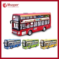 Msoper Children Double-decker Luxury Bus City Bus Openable Door Inertial Bus Model Toy With Light Music For 3+ Years