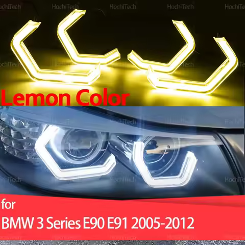 M4 Style Lemon Yellow Angel Eyes LED White Light Rings DRL for BMW 3 Series E90 E91 2005-2012 316i 3