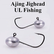 Ajing UL Jighead SP Mustad Hook Geli-Geli SP Casting Hook Soft Plastik Mata Kail Soft Plastic Rugby shape Fishing