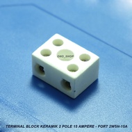 2 Pole 15 Ampere Ceramic Terminal Block - FORT 2W5H-15A