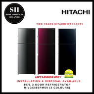HITACHI R-VGX480PMS9 407L 2 DOOR REFRIGERATOR (GRADATION GRAY)(GLASS BLACK)(GRADATION ROSE RED) - 2 YEARS MANUFACTURER WARRANTY