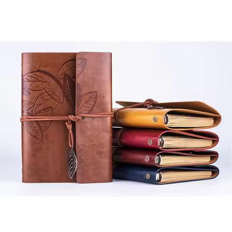 5inch 7inch(A7/A6) Loose-leaf Photo Album PU Leather Kraft Paper Maple leaves Cover Diary Notebook V