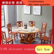 YQ58 Chinese Marble round Table6Round Table Household Dining Table Dining Table with Turntable