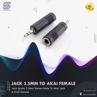 Jack Audio 3.5mm Stereo Male To Akai Jack 6.5mm female Hitam 2BJUNZ3