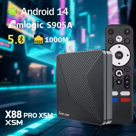 Android 14 X88 PRO X5M TV BOX Amlogic S905A Media Player 2.4G&5G Dual Wifi 1000M LAN AV1 BT 4G 64G S