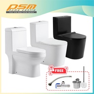 Bathroom Toilet Bowl WC One Piece Wash Down Strong Flushing White / Black Jamban CWC035
