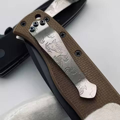 4 Colors CNC Titanium Koi Pattern Knife Pocket Clip for Benchmade Bugout 535 Griptillian 551 940 585