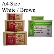A4 Size 9" x 12.75" White / Brown Envelope 100gsm / 80gsm [ 229 x 324mm ]