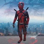 ใหม่ซูเปอร์ฮีโร่Deadpool Jumpsuitตัวละครภาพยนตร์บทบาทเล่นเครื่องแต่งกายหน้ากากดาบกระเป๋าชุดปาร์ตี้ฮา