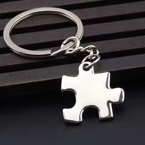 RE 100pcs Creative Single Puzzle Keychain Can Be Engraved LOGO Puzzle Gadgets Keychains Car Bag Pend