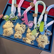 Limited edition bestseller【限量爆款】含金箔999三丽鸥库洛米卡通动漫kt猫蜡笔小新高级手机链钥匙挂件With gold foil 999 Sanrio kulomi car