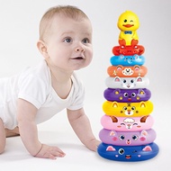 Baby Educational Development Intelligence Rainbow Tower Ring Stacking Music Early Education Baby Toy