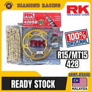 [𝐎𝐑𝐈𝐆𝐈𝐍𝐀𝐋]YAMAHA R15 MT15 428 RK Gold Sprocket Combo RK/DRC Gold Chain