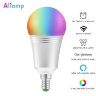 E14 WiFi Smart Bulb LED Lamp 7W RGB Light Bulbs 6000K Dimmable 60W Equivalent Remote Control Voice b