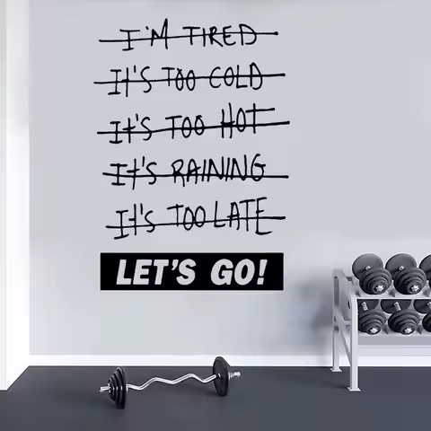 LET'S GO Motivational Decal Walk Running Hiking Bike Vinyl Wall Sticker Home Gym Workout Quote Door 