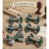 Classic Tartan ribbon Children's Hair Clips - Handmade Hair Bow Premium Checked Motif IPEKA School H