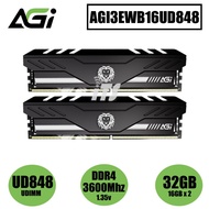 AGI UD848 32GB (16GB x2) DDR4 CL18 1.35V UDIMM 3600Mhz Ram