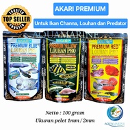 AKARI PREMIUM BLUE YELLOW RED LOUHAN PRO CHANNA PREDATOR Color and Flower Push Fish Food Pellets 100