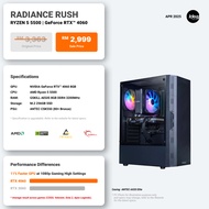 IDEALTECH RADIANCE RUSH AMD PC PACKAGE ( AMD RYZEN 5 / NVIDIA RTX4060 8GB / 8GB RAM / 256GB SSD )