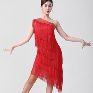 Qsuccua Women's latin dance dress performance dress fringed skirt latin dance cha cha dance competit