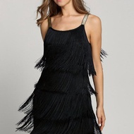 Tassel Dress Women Sexy Summer Flapper Beach Dress Strap Low Cut Black Silver White Short Fringe Par