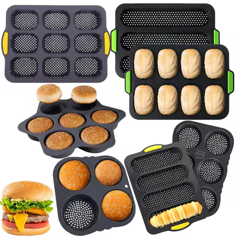 Hamburger Bun Mold Non-Stick Food Grade Silicone Bread Loaf Pan Baguette Pan French Bread Baking For