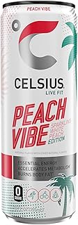 CELSIUS Sparkling Peach Vibe, Functional Essential Energy Drink, 12 Fl Oz