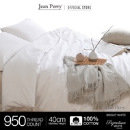 Jean Perry Hotel Series Signature White Fitted Bedsheet Set - 100% Cotton 950TC (Super Single / Quee