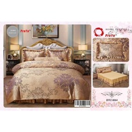 ESYADECO Ruffle Silk Wedding Bedsheet 7in1 Wedding Silk Bedsheet 7pcs Set