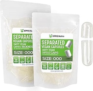 XPRS Nutra Vegan Size 000 Separated Capsules - 100 Count Premium Empty Capsules Separated in Bags - 