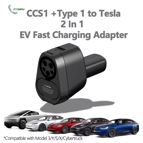 FITMPH US Tesla 2-in-1 CCS1 & J1772 to NACS DC Fast Charging Adapter, For Model 3/Y/S/X/Cybertruck, 