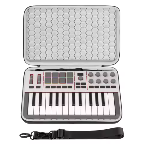 Geekria Hard Shell Travel Case Compatible with Akai Professional MPK Mini IV, Novation FLkey 2 Mini 
