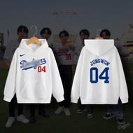 PUTIH Hoodie jungwon engene baseball dodges Shirt distro Screen Printing Tops premium casual Clothing White