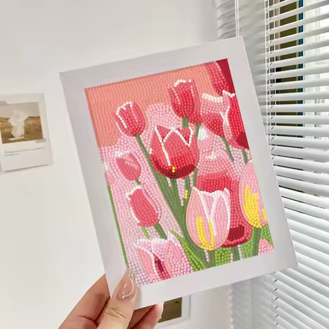 1 Set of Tulip Diamond Painting New Handmade DIY Material Kit Diamond Painting Flowers and Plants [w