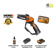 WORX WG-324E 20V PRUNING SAW (12CM BAR LENGTH, 6.7M/S CHAIN SPEED, 1 X 2.0AH BATTERY, 1 X 2.0A CHARG
