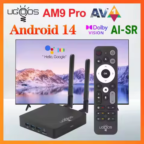 UGOOS AM9 PRO Android 14.0 Media Player TV BOX Amlogic S905X5-J LPDDR5 Supoprt AI-SR 4K HDR WiFi6 BT