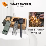 Outdoor Survival Fire Starter Whistle Ferro Rod Magnesium Flint Stone Camp Hiking Picnic Activity