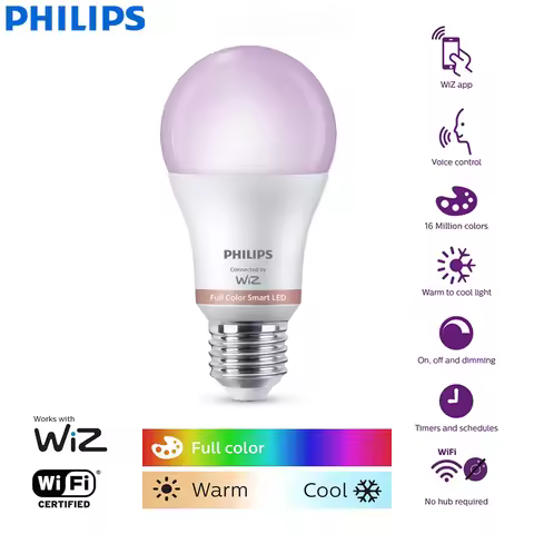 Philips WiZ 8.5W E27 Wi-Fi & Bluetooth LED Smart Bulb 220-240V 16 Million Full Color EyeComfort Ligh