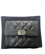 Chanel boy銀包 100%全新 3摺銀包  銀扣