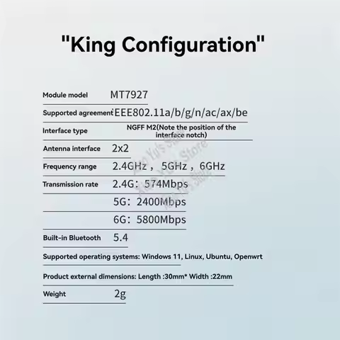 MT7927 Wireless Wifi 7 Card 8774M Tri-Band 2.4G/5G/6Ghz+ 2 Antennas BT5.4 Gigabit Network Adapter-BC