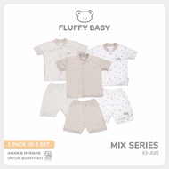 FLUFFY KHAKI Short Sleeve Shirt Set (3 Pieces) SBD3X KKI 123