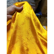 C814 - Yellow floral silk brocade fabric (2m x 1.5m), stretchy