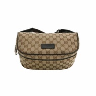 Gucci牛皮帆布雙G老花皮標Logo腰包胸包