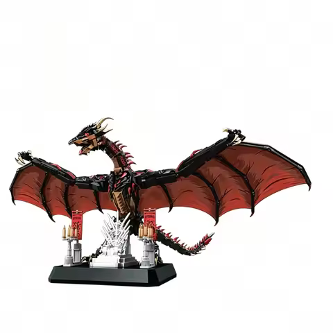 Fire Ice Dragons Building Blocks 1868PCS Red Blue Dinosaur Skeleton Model Bricks Set Fantasy Creatur
