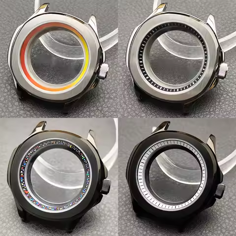 39.5mm Silver Steel Case Chapter Ring FIT N H35/NH70 Movement Watch Sapphire Glass Watch Accessories