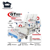 🔥PROMOTION🔥 GT MEDIC【Remote Controller】Double Crank Electric Hospital Nursing Bed Mattress Table Commode Tilam Katil