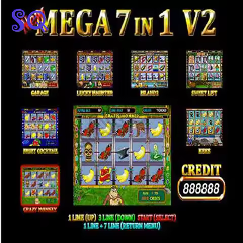 Multi Slot Game Gaming Machine Mega 7 in 1 MotherBoard Arcade Amusement Game PCB Gaming Coin Operate