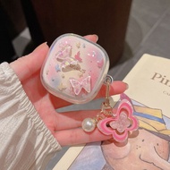 Pink Butterfly Earphone Case Compatible with Baseus BD1 Pink Star Pendant Transparent Soft Case Base