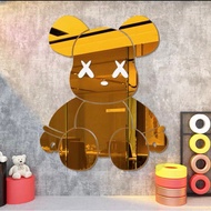 Bearbrick Kaws Yellow Mirror Wall Stickers