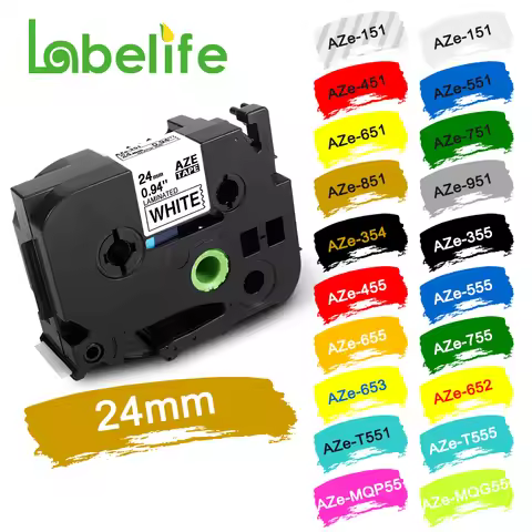 Labelife 1 Pack TZe-251 24mm TZe-151 TZe-651 TZe-354 Label Tape Compatible for Brother Labeller Lami